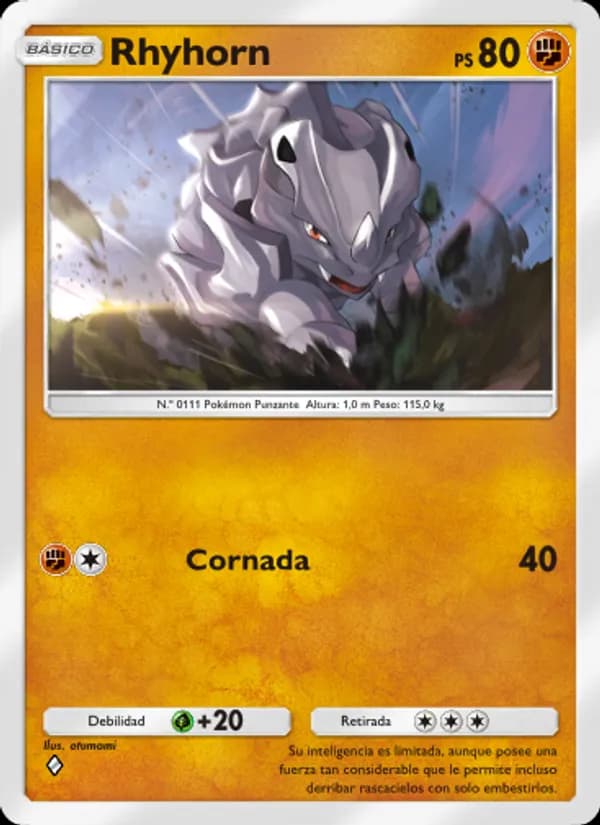 Rhyhorn card in Spanish