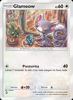 Glameow card in Spanish