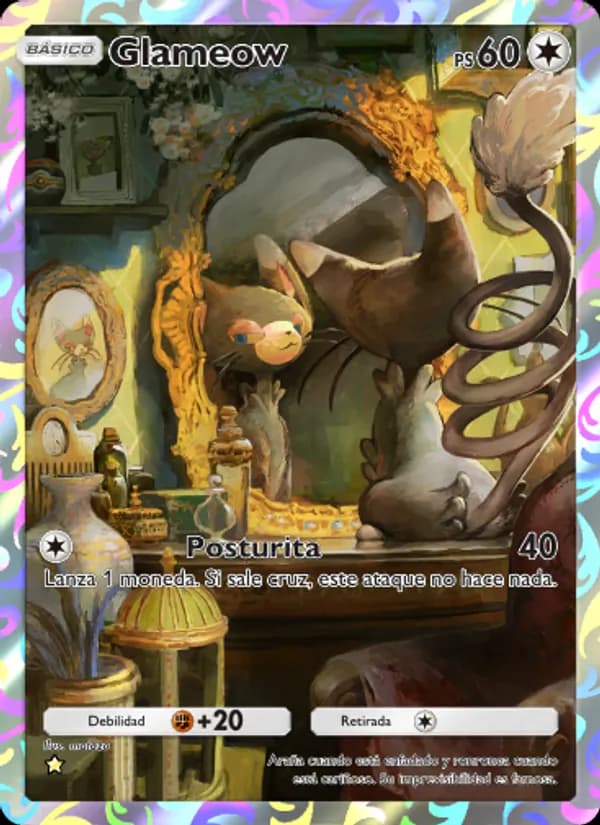 Glameow card in Spanish