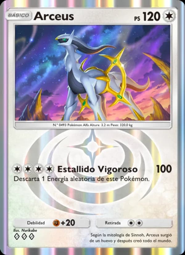 Arceus card in Spanish