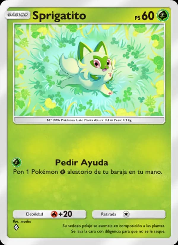 Sprigatito card in Spanish