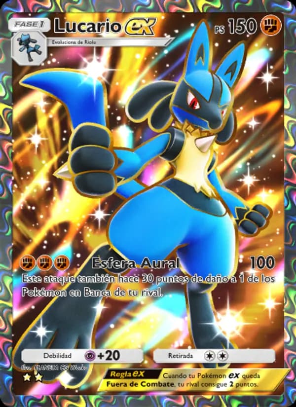 Lucario ex card in Spanish