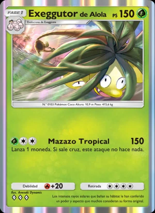 Exeggutor de Alola card in Spanish