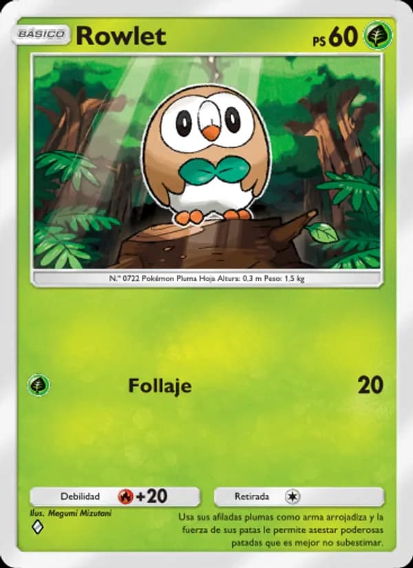 Rowlet card in Spanish