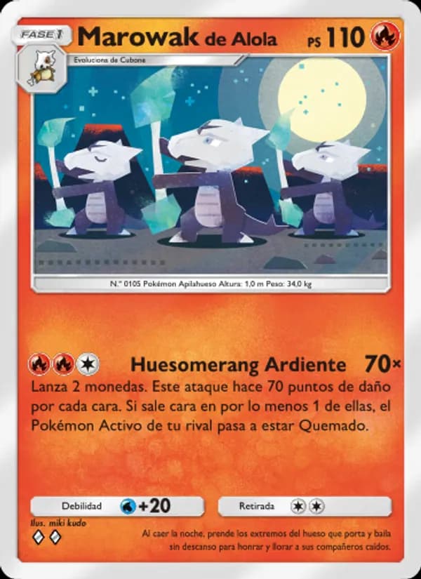 Marowak de Alola card in Spanish