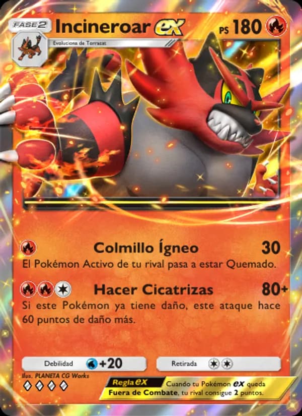 Incineroar ex card in Spanish