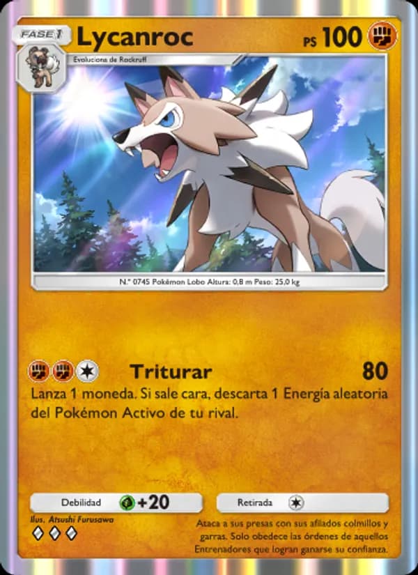 Lycanroc card in Spanish