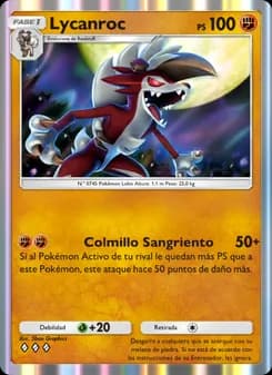 Lycanroc card in Spanish