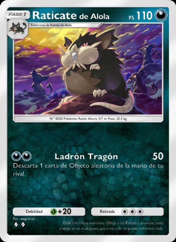 Raticate de Alola card in Spanish