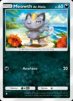 Meowth de Alola card in Spanish