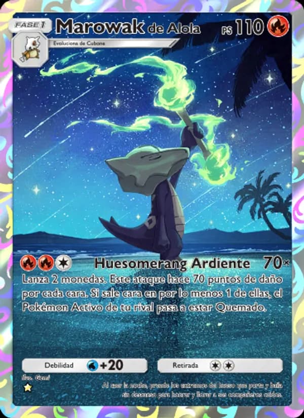 Marowak de Alola card in Spanish