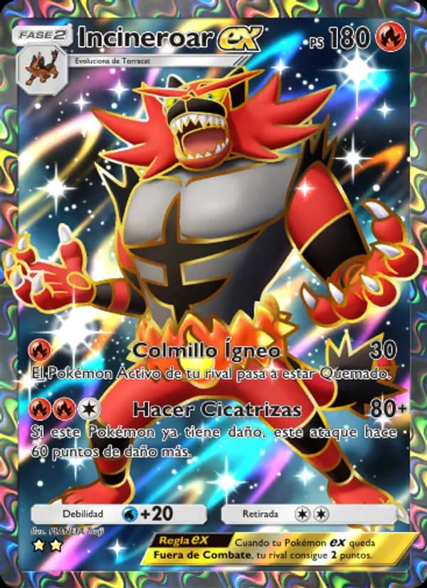 Incineroar ex card in Spanish