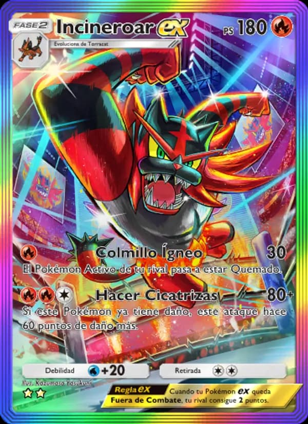 Incineroar ex card in Spanish