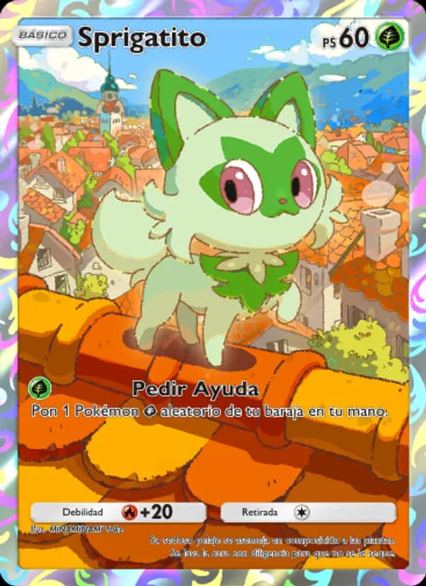 Sprigatito card in Spanish