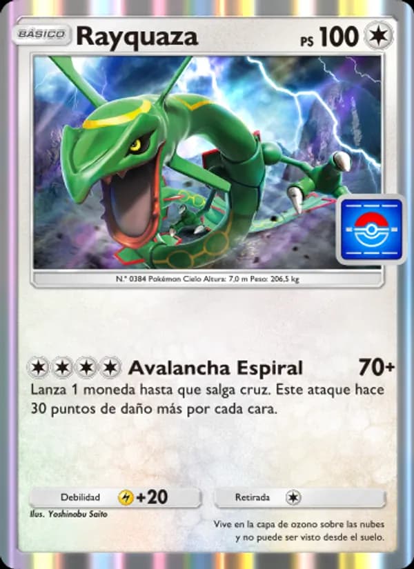 Rayquaza card in Spanish