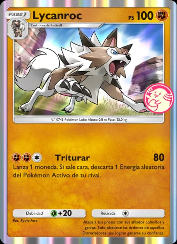 Lycanroc card in Spanish