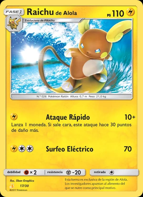 Raichu de Alola card in Spanish