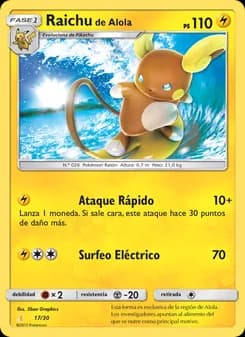 Raichu de Alola card in Spanish