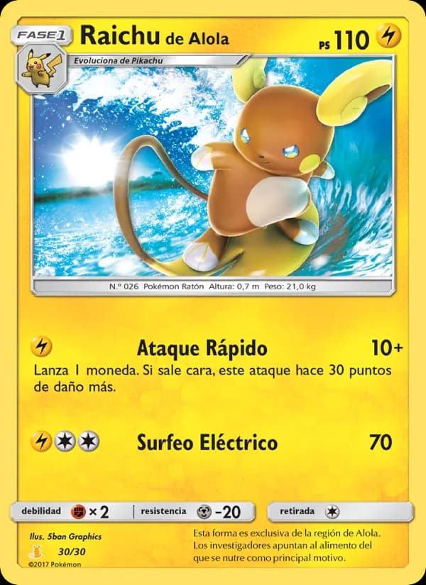 Raichu de Alola card in Spanish