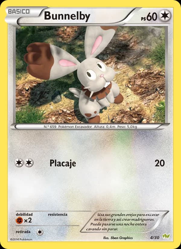 Bunnelby card in Spanish
