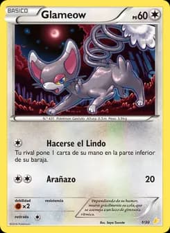 Glameow card in Spanish