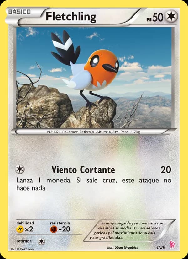Fletchling card in Spanish