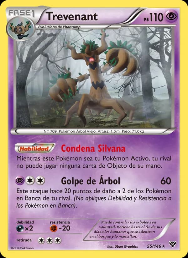 Trevenant card in Spanish