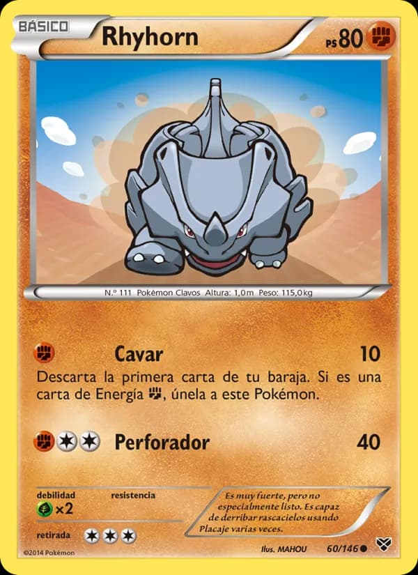 Rhyhorn card in Spanish