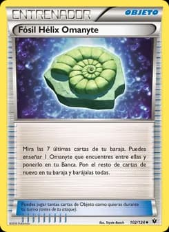 Fósil Hélix Omanyte card in Spanish