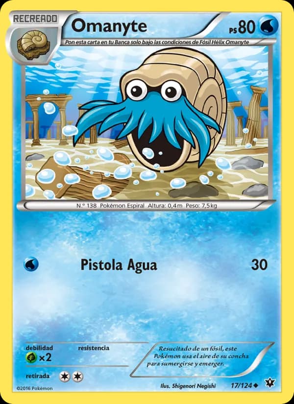 Omanyte card in Spanish