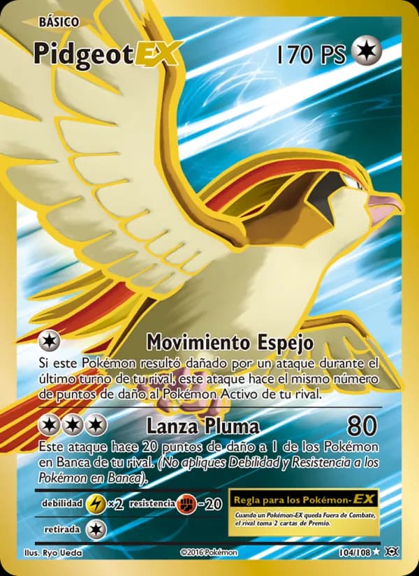 Pidgeot EX card in Spanish