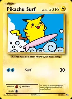 Pikachu Surf card in Spanish