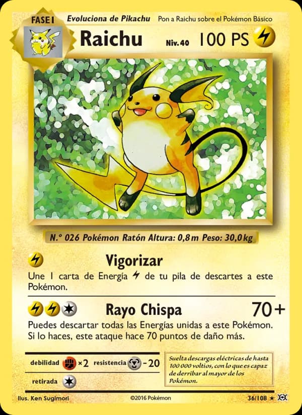 Raichu card in Spanish