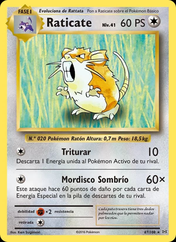 Raticate card in Spanish