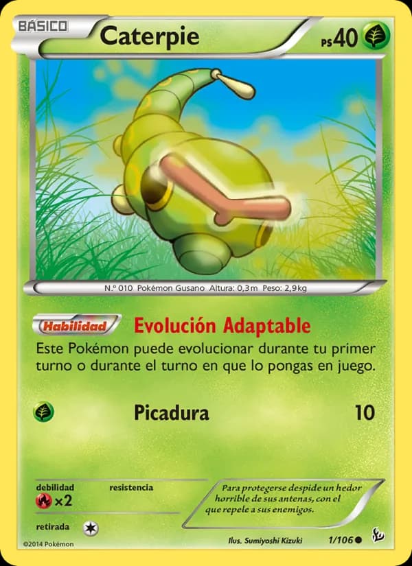 Caterpie card in Spanish