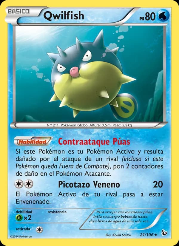 Qwilfish card in Spanish