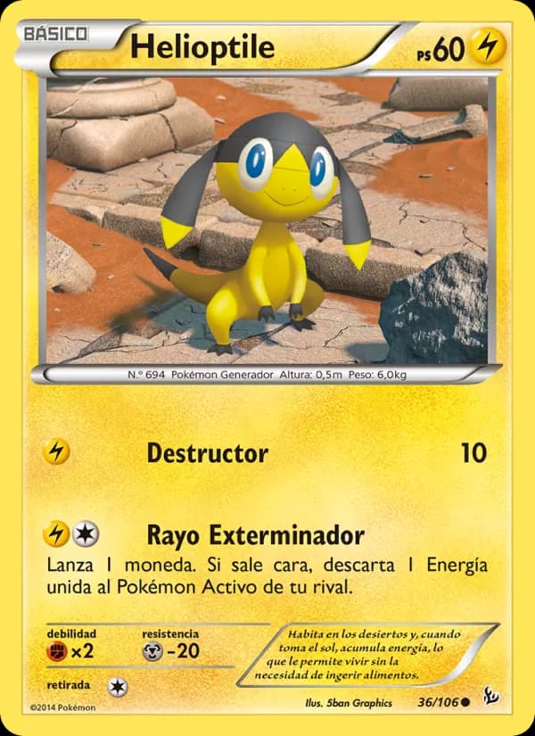 Helioptile card in Spanish