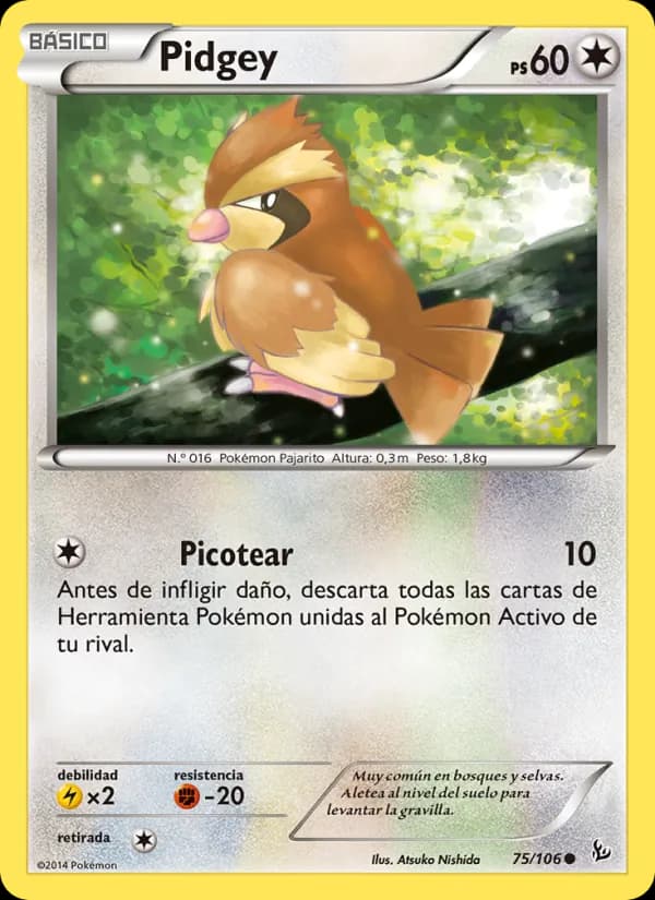 Pidgey card in Spanish