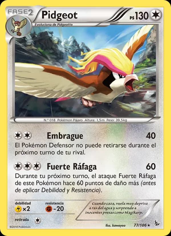 Pidgeot card in Spanish