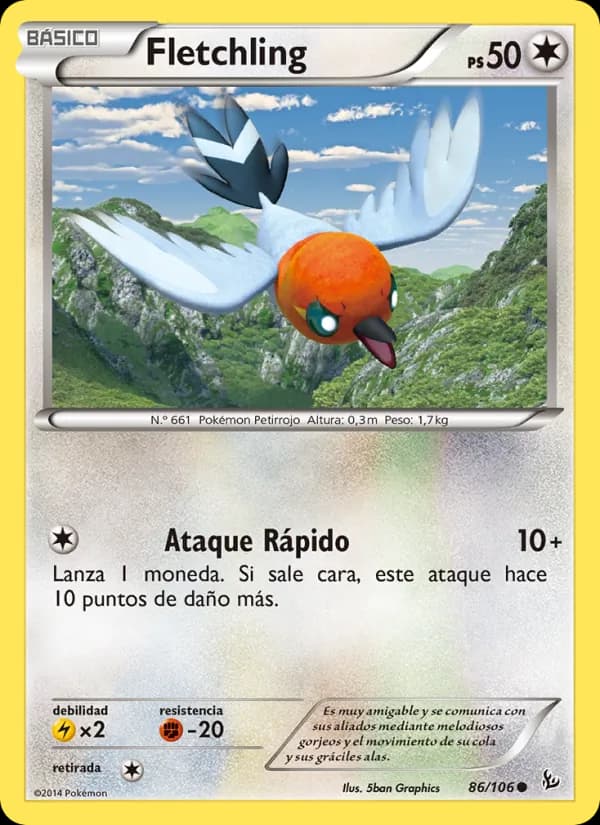 Fletchling card in Spanish