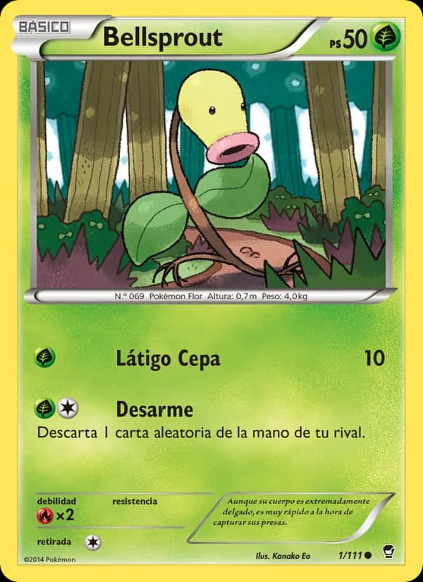 Bellsprout card in Spanish