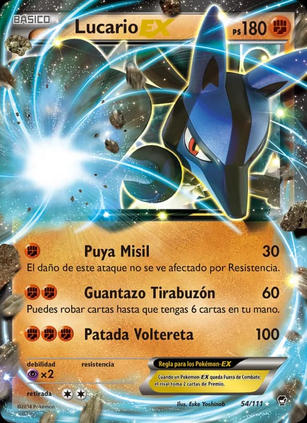 Lucario EX card in Spanish