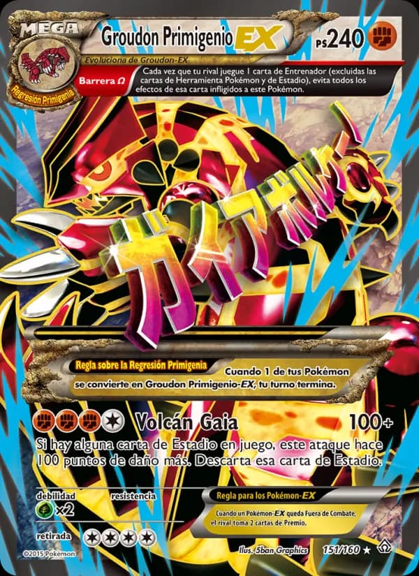 Groudon Primigenio EX card in Spanish