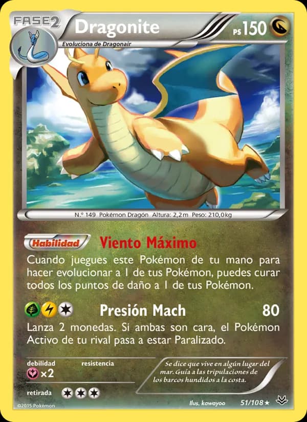 Dragonite card in Spanish