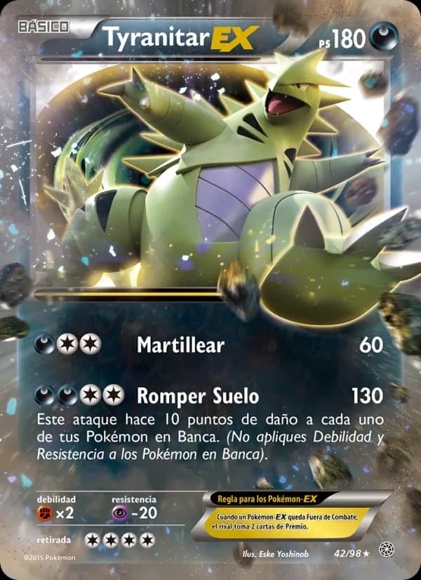 Tyranitar EX card in Spanish