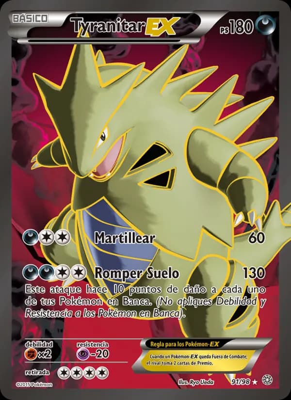 Tyranitar EX card in Spanish