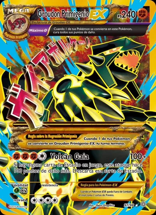 Groudon Primigenio EX card in Spanish