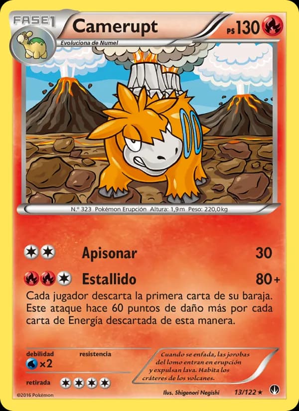 Camerupt card in Spanish