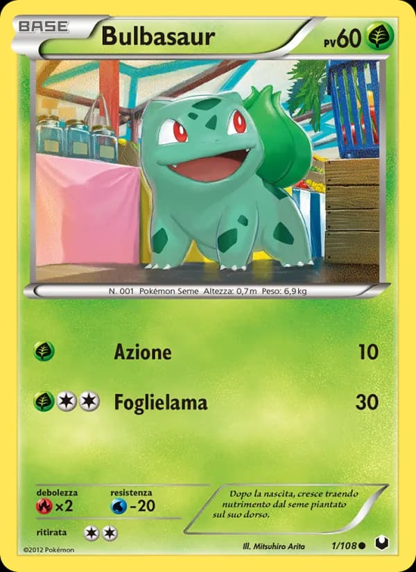 Bulbasaur card in Italian