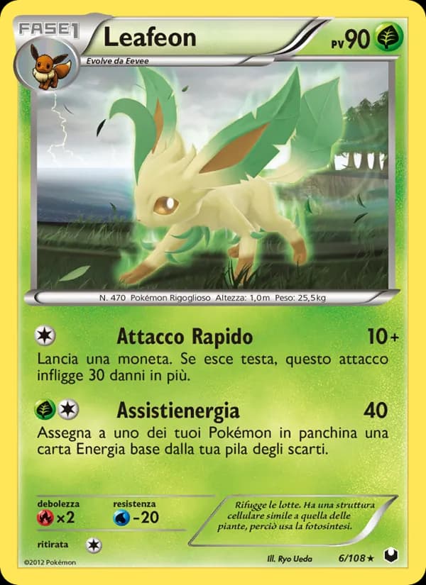 Leafeon card in Italian